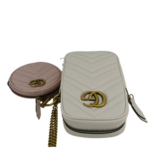GUCCI GG Marmont Mini Matelasse Leather Shoulder Bag White 699759