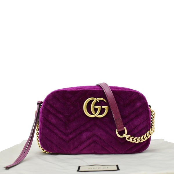 GUCCI GG Marmont Small  Chain Shoulder Bag Purple front side