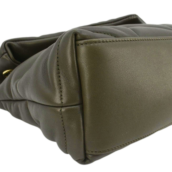 YVES SAINT LAURENT Loulou Puffer Small Quilted Lambskin Leather Chain Crossbody Bag Olive