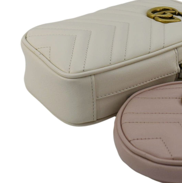 GUCCI GG Marmont Mini Matelasse Leather Shoulder Bag White 699759