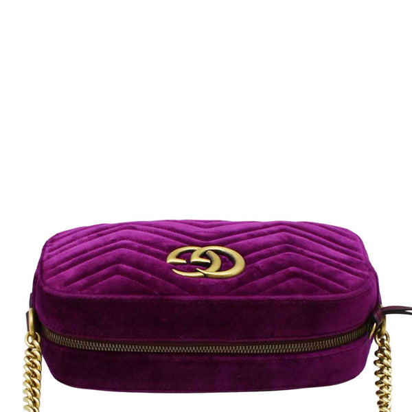 GUCCI GG Marmont Small  Chain Shoulder Bag Purple upper look