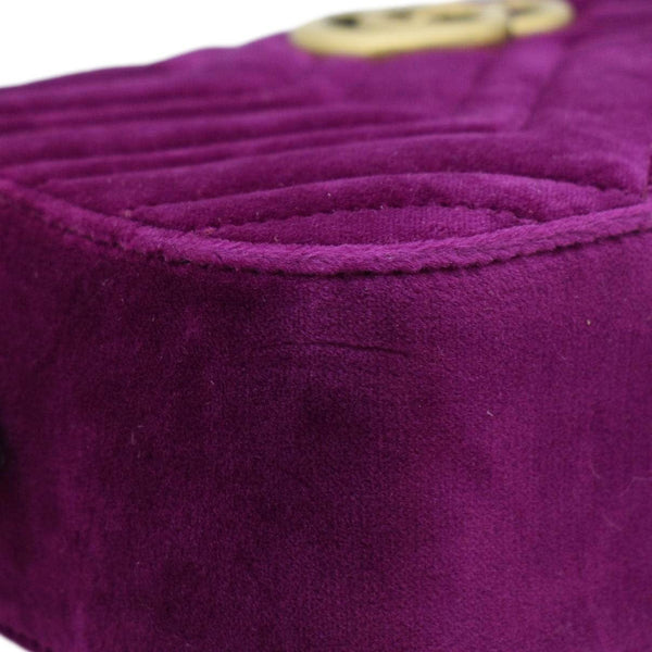 GUCCI GG Marmont Small Matelasse Velvet Chain Shoulder Bag Purple 447632