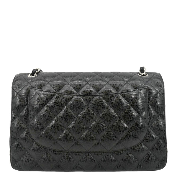 CHANEL Classic Jumbo Double Flap Quilted Caviar Leather Shoulder Bag Black