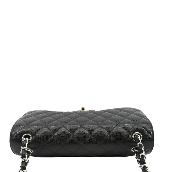 CHANEL Classic Jumbo Double Flap Quilted Caviar Leather Shoulder Bag Black