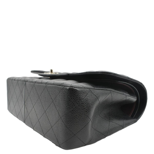 CHANEL Classic Jumbo Double Flap Quilted Caviar Leather Shoulder Bag Black