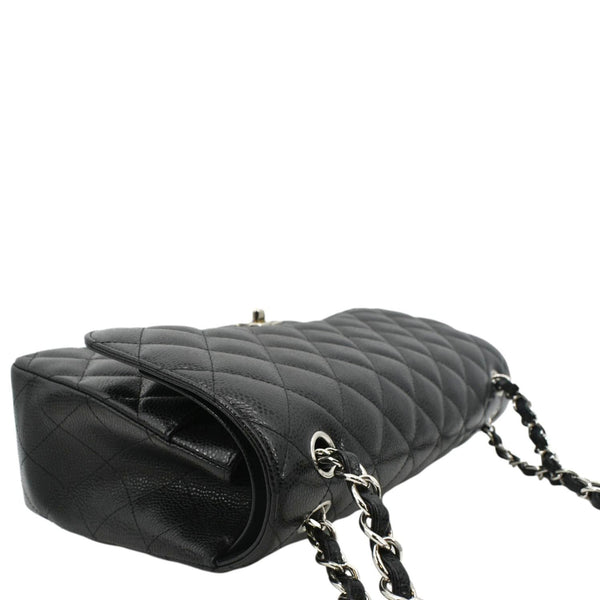 CHANEL Classic Jumbo Double Flap Quilted Caviar Leather Shoulder Bag Black