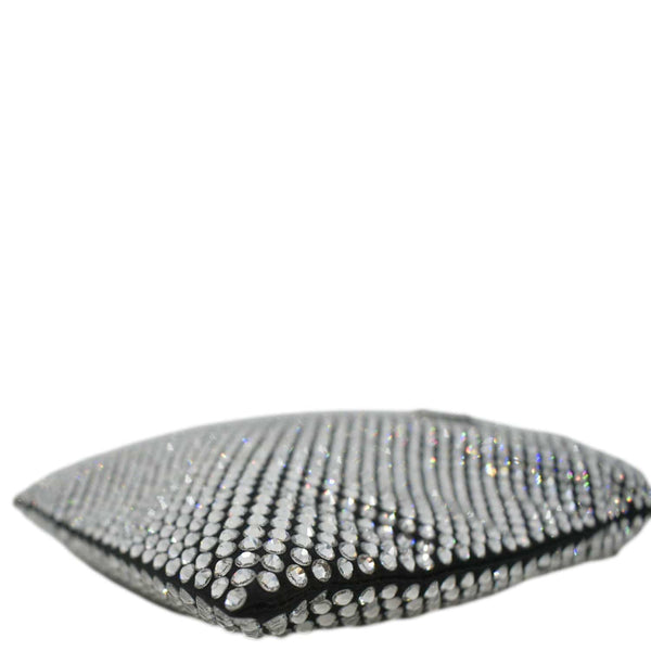 PRADA Chain Flat Mini Crystal Embellished Satin Tote Bag Silver