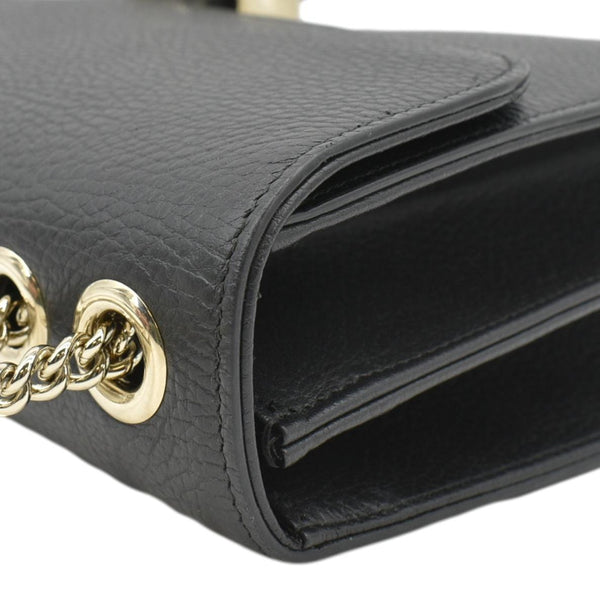 GUCCI Leather Crossbody Bag Black front left corner look