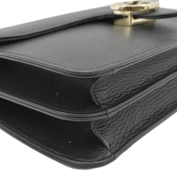 GUCCI Leather Crossbody Bag Black lower left corner look 