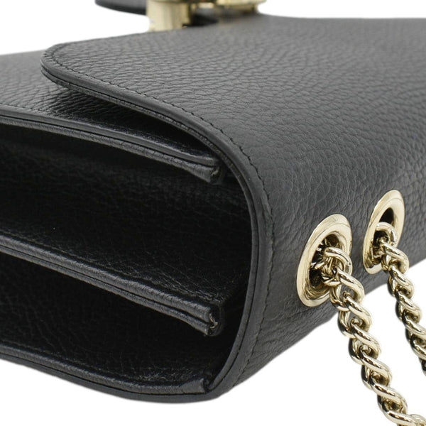 GUCCI Leather Crossbody Bag Black front right corner look