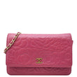 CHANEL Camellia Wallet On Chain Leather Crossbody Bag Fuchsia