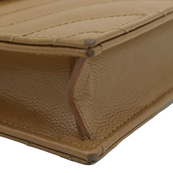 YVES SAINT LAURENT Cassandre Wallet on Chain Leather Envelope Bag Caramel