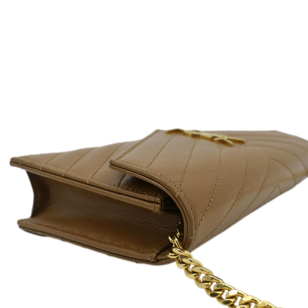 YVES SAINT LAURENT Cassandre Wallet on Chain Leather Envelope Bag Caramel