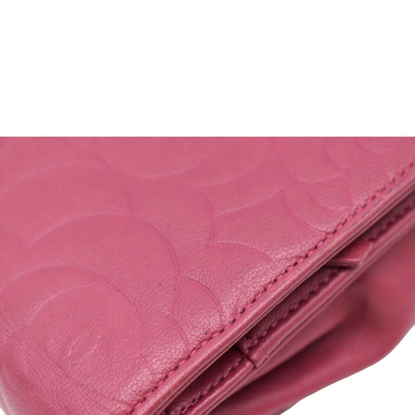 CHANEL Camellia Wallet On Chain Leather Crossbody Bag Fuchsia