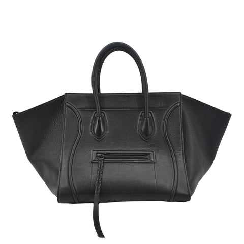 CELINE Luggage Phantom Medium Leather Tote Bag Black