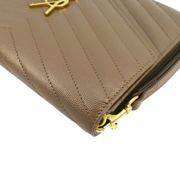 YVES SAINT LAURENT Cassandre Flap Leather Pouch Beige