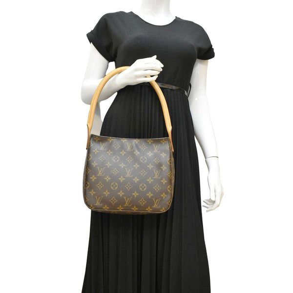 LOUIS VUITTON Looping MM Monogram Canvas Shoulder Bag Brown dummy look