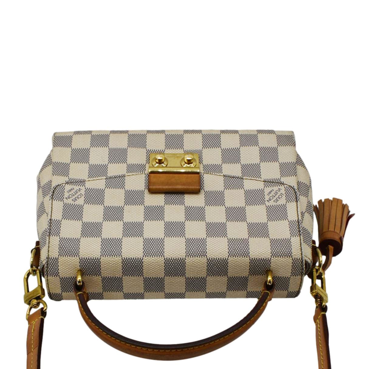 LOUIS VUITTON ゴールド ショルダーバッグ LOUIS VUITTON Croisette Damier Azur Satchel Crossbody Bag White