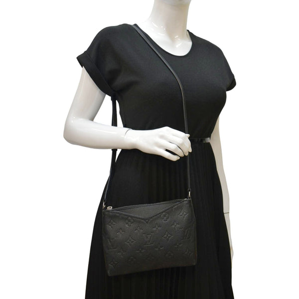 LOUIS VUITTON Pallas Monogram Empreinte Clutch Crossbody Bag Black