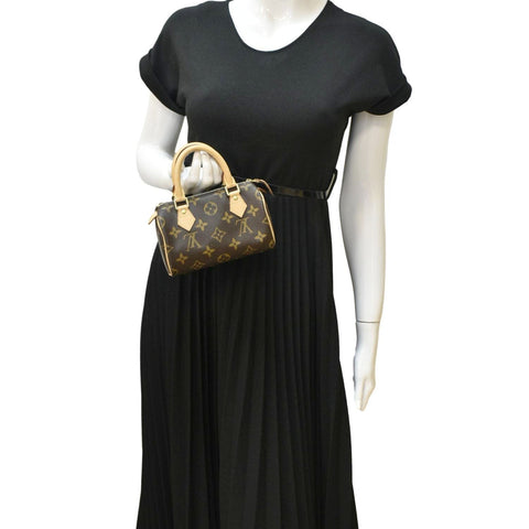 LOUIS VUITTON Mini Speedy HL Monogram Canvas Satchel Bag Brown