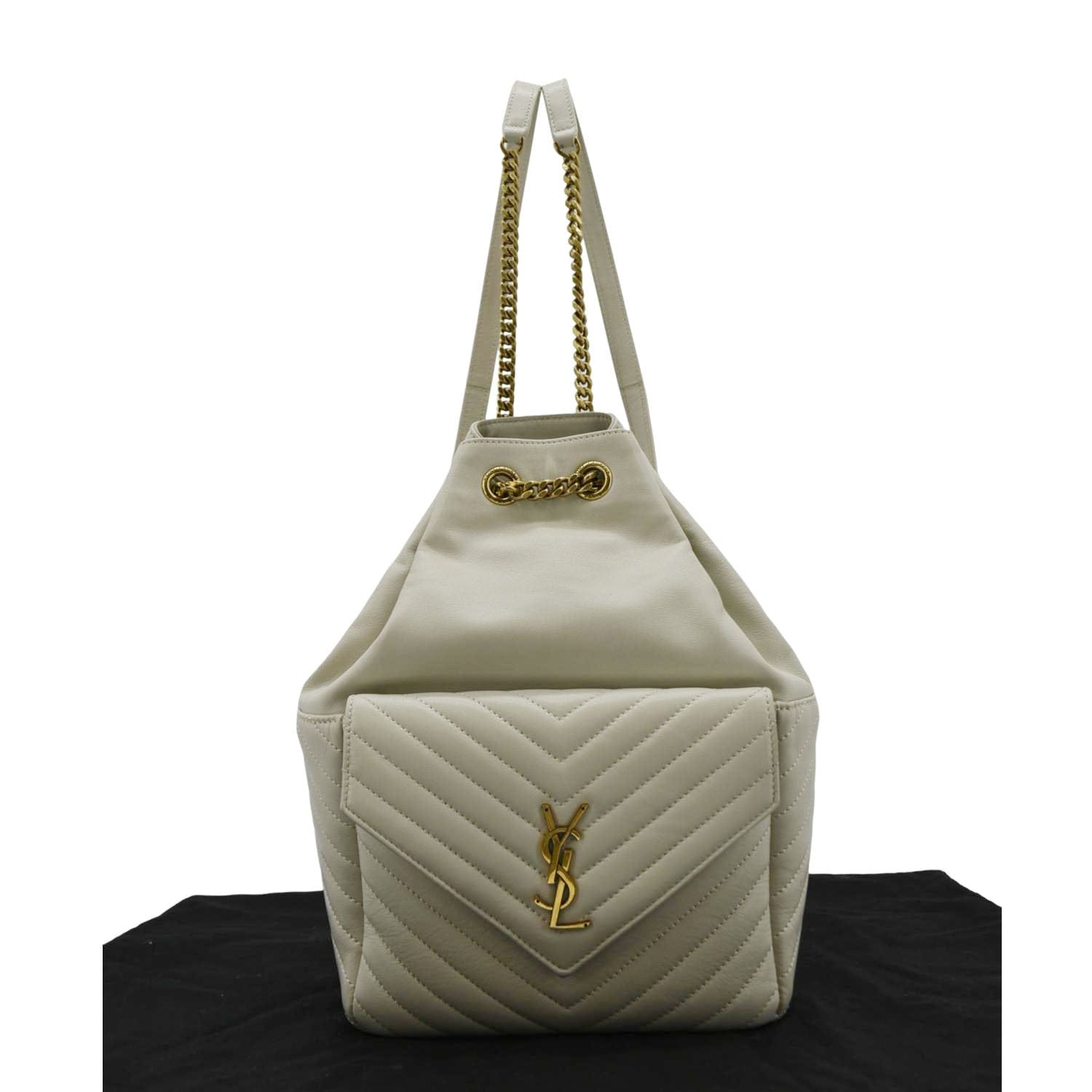 joe's mini gold backpack YVES SAINT LAURENT Joe Drawstring Leather White Backpack Bag
