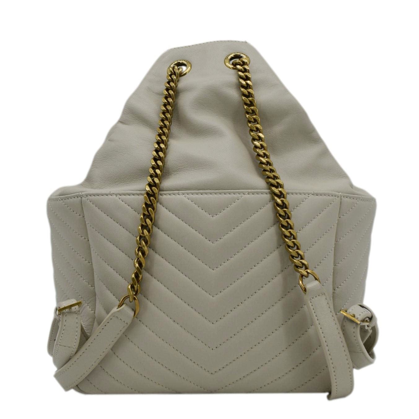 joes mini gold backpack YVES SAINT LAURENT Joe Drawstring Leather White Backpack Bag