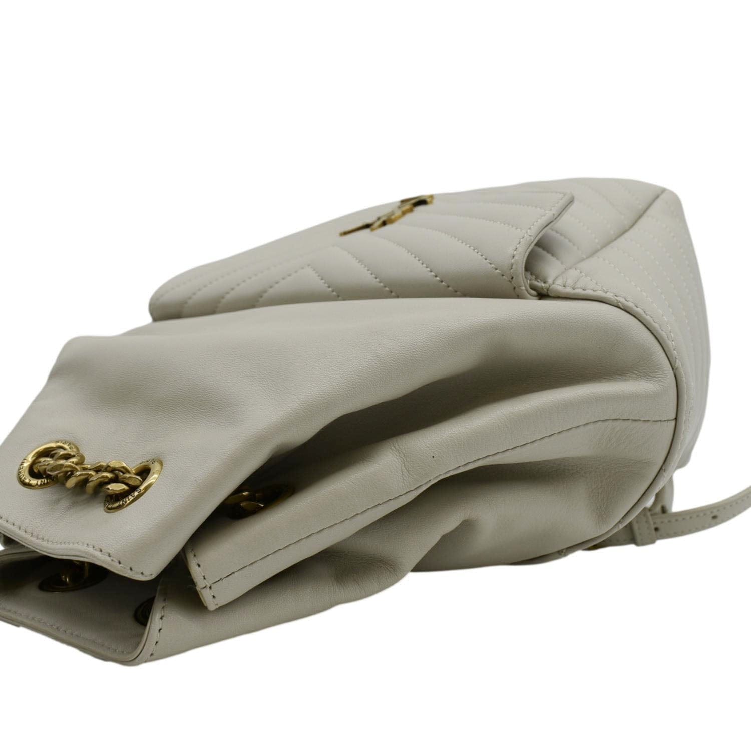 cream leather drawstring backpack YVES SAINT LAURENT Joe Drawstring Leather White Backpack Bag