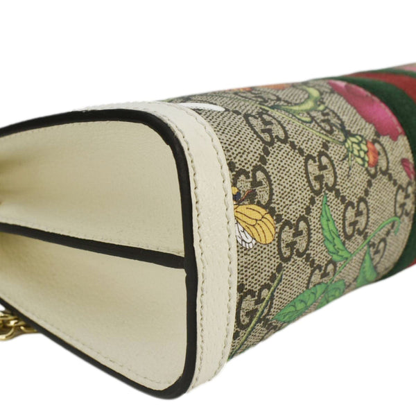 GUCCI Ophidia Web Small GG Floral Canvas Chain Shoulder Bag Beige 503877
