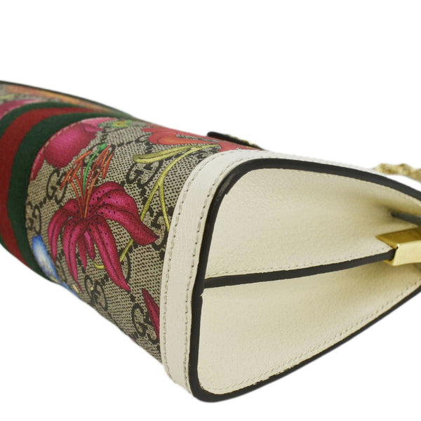 GUCCI Ophidia Web Small GG Floral Canvas Chain Shoulder Bag Beige 503877