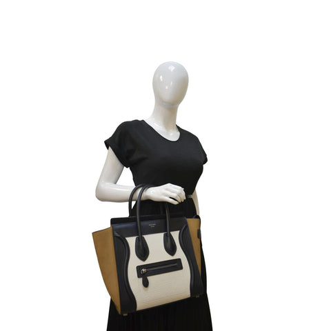 CELINE Micro Luggage Calfskin Leather Tote Bag Tri-Color