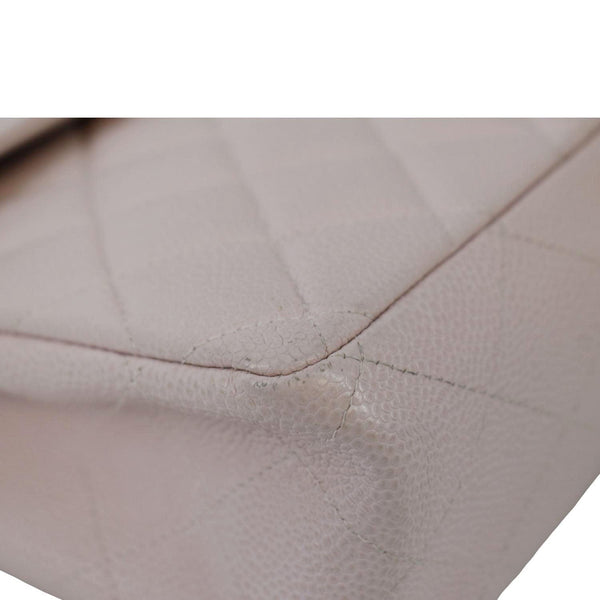 CHANEL Vintage Classic Jumbo Single Flap Caviar Leather Shoulder Bag Dusty Pink