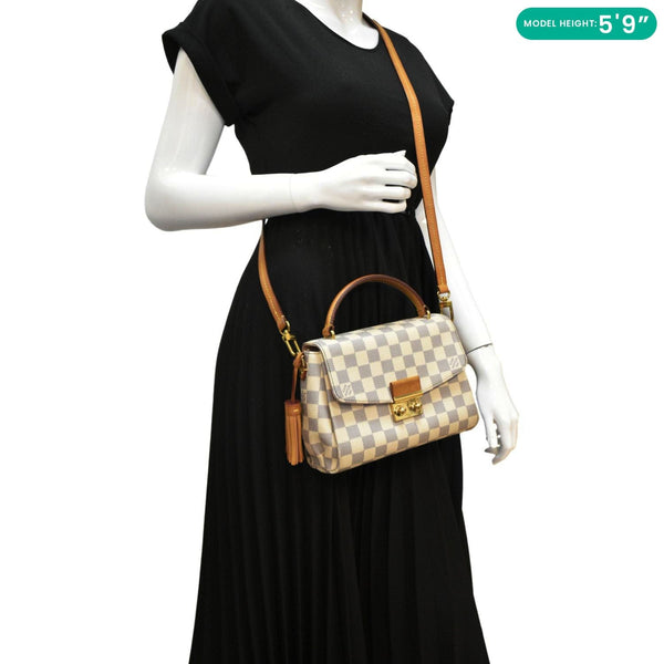 LOUIS VUITTON Croisette Damier Azur Satchel Crossbody Bag White
