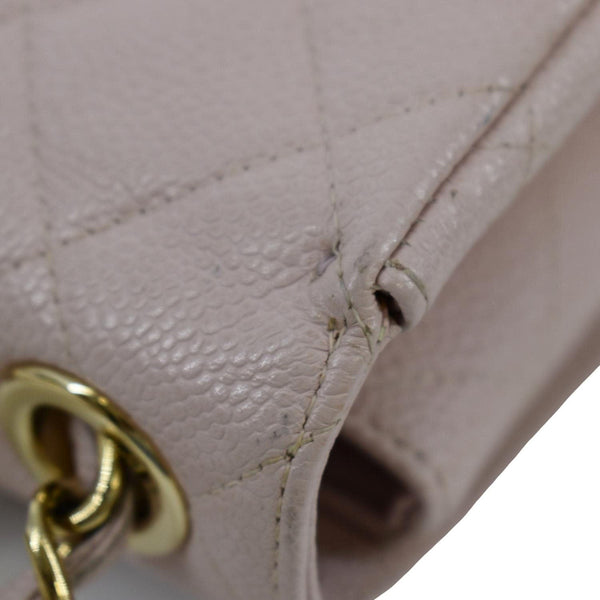 CHANEL Vintage Classic Jumbo Single Flap Caviar Leather Shoulder Bag Dusty Pink