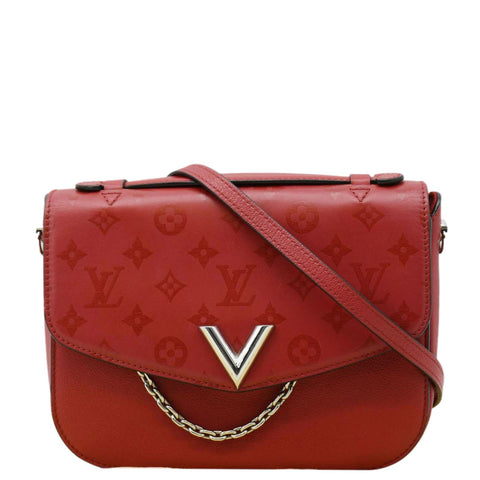 LOUIS VUITTON Very Monogram Leather Messenger Bag Red