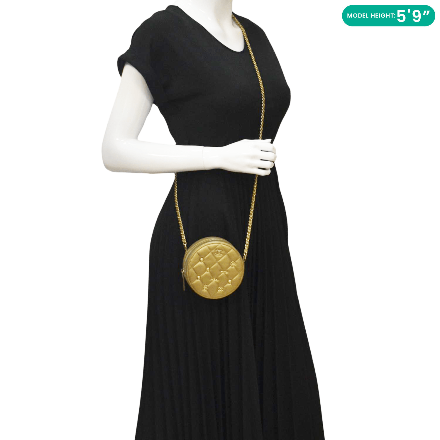 Chanel Egyptian Amulet Round Quilted Metallic Lambskin Chain Clutch Crossbody Bag Gold Chanel Egyptian Amulet Round Quilted Metallic Lambskin Chain Clutch Crossbody Bag Gold