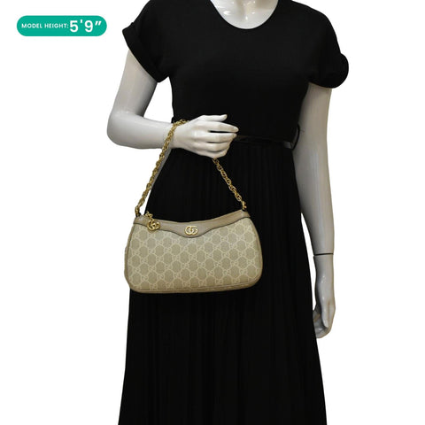 GUCCI Ophidia Small GG Supreme Canvas Hobo Bag Beige 735145