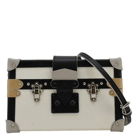 LOUIS VUITTON Petite Malle Trunk Leather Crossbody Bag Off White