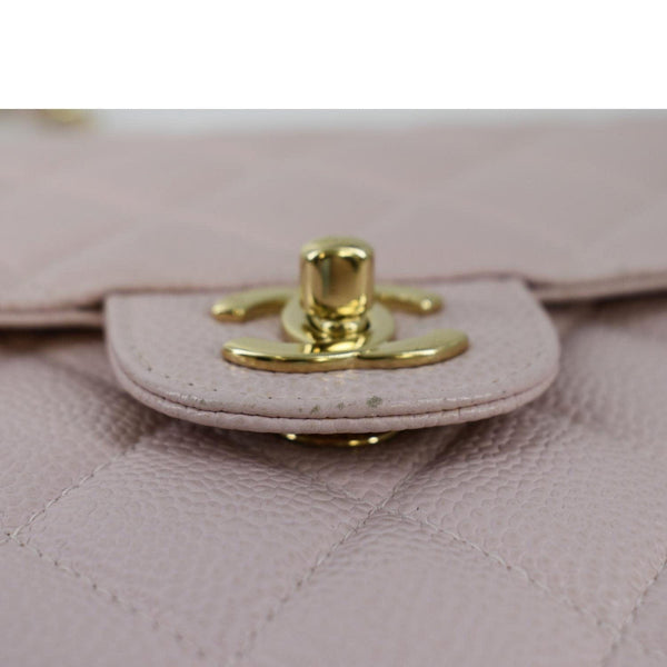 CHANEL Vintage Classic Jumbo Single Flap Caviar Leather Shoulder Bag Dusty Pink