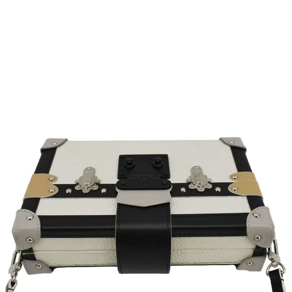 LOUIS VUITTON Petite Malle Trunk Leather Crossbody Bag Off White