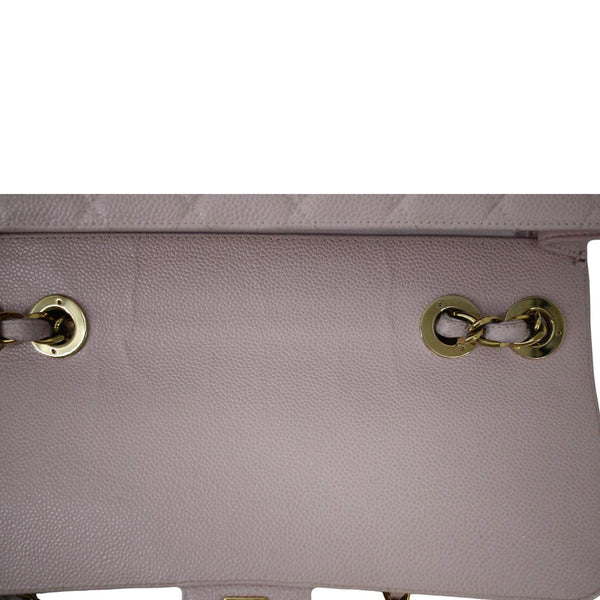 CHANEL Vintage Classic Jumbo Single Flap Caviar Leather Shoulder Bag Dusty Pink