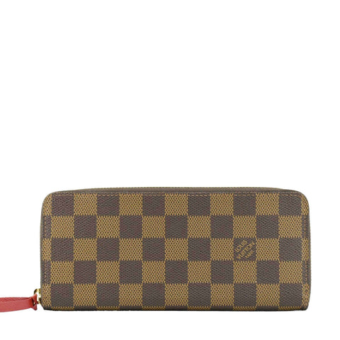 LOUIS VUITTON Clemence Damier Ebene Zippy Wallet Brown