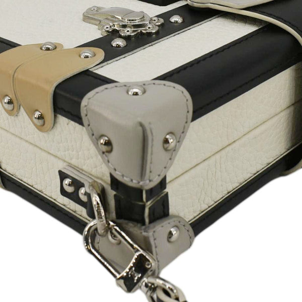LOUIS VUITTON Petite Malle Trunk Leather Crossbody Bag Off White
