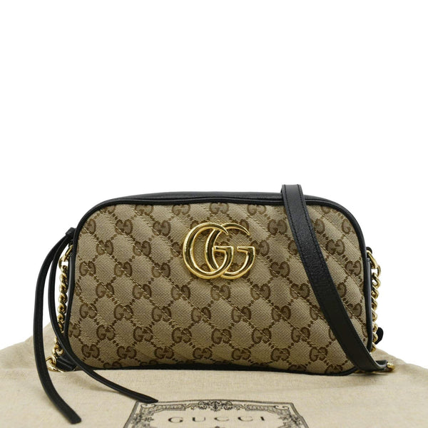 GUCCI Marmont Small Monogram Canvas Crossbody Camera Bag Beige 447632