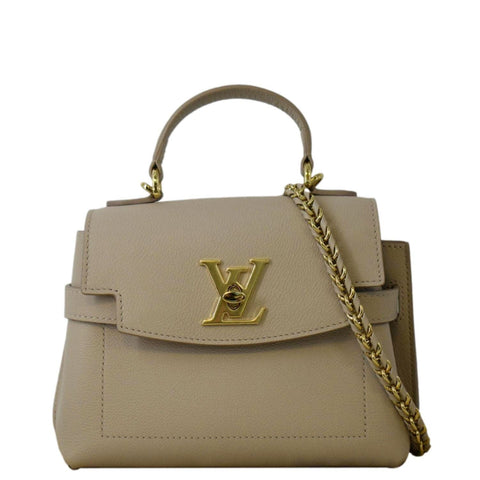 LOUIS VUITTON Mini Lockme Ever Leather Shoulder Bag Greige