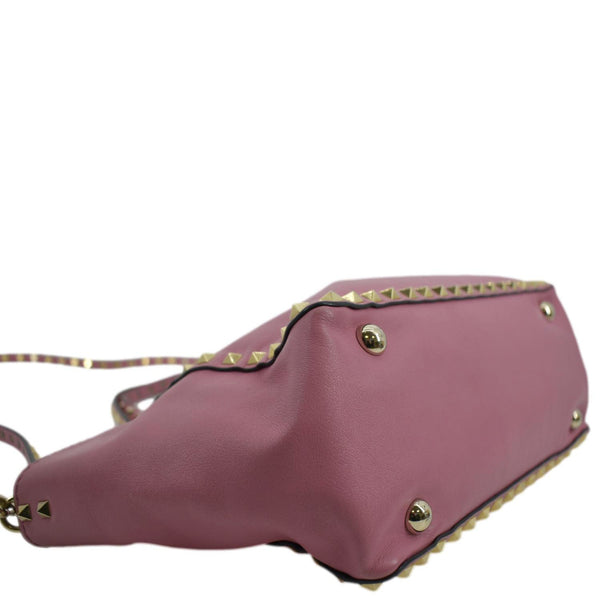 VALENTINO Trapeze Garavani Rockstud Leather Shopping Tote Bag Pink