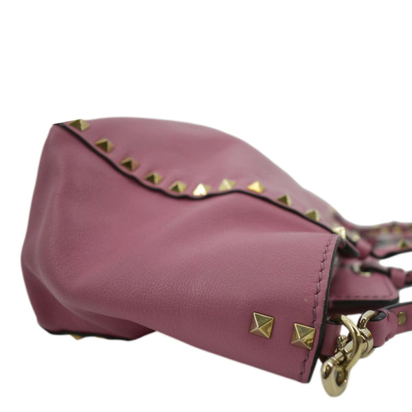 VALENTINO Trapeze Garavani Rockstud Leather Shopping Tote Bag Pink