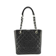 CHANEL PST Petit  Quilted Caviar Leather Shopping Tote Bag Black