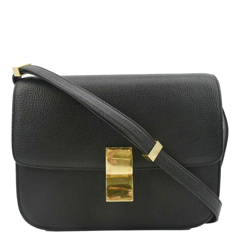 CELINE Classic Box Calfskin Leather Crossbody Bag Black