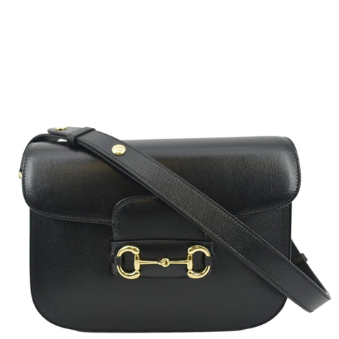 GUCCI Horsebit 1955 Small Leather Shoulder Bag Black 602204