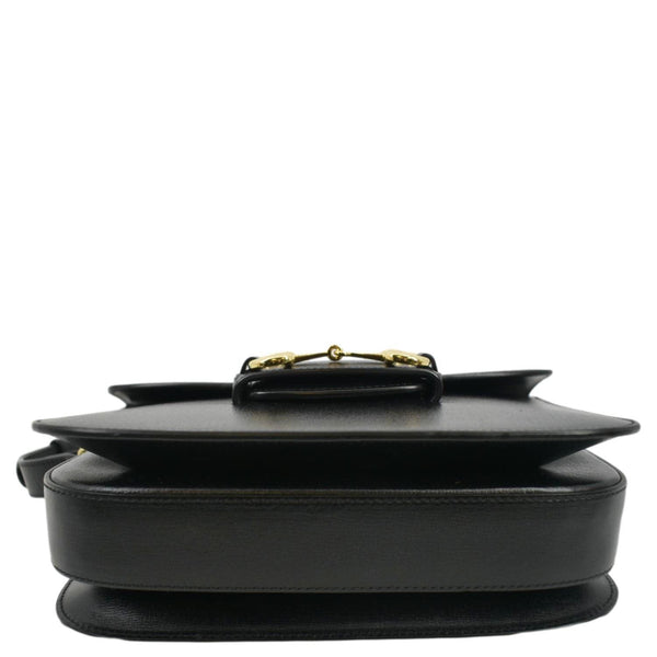 GUCCI Horsebit 1955 Small Leather Shoulder Bag Black 602204